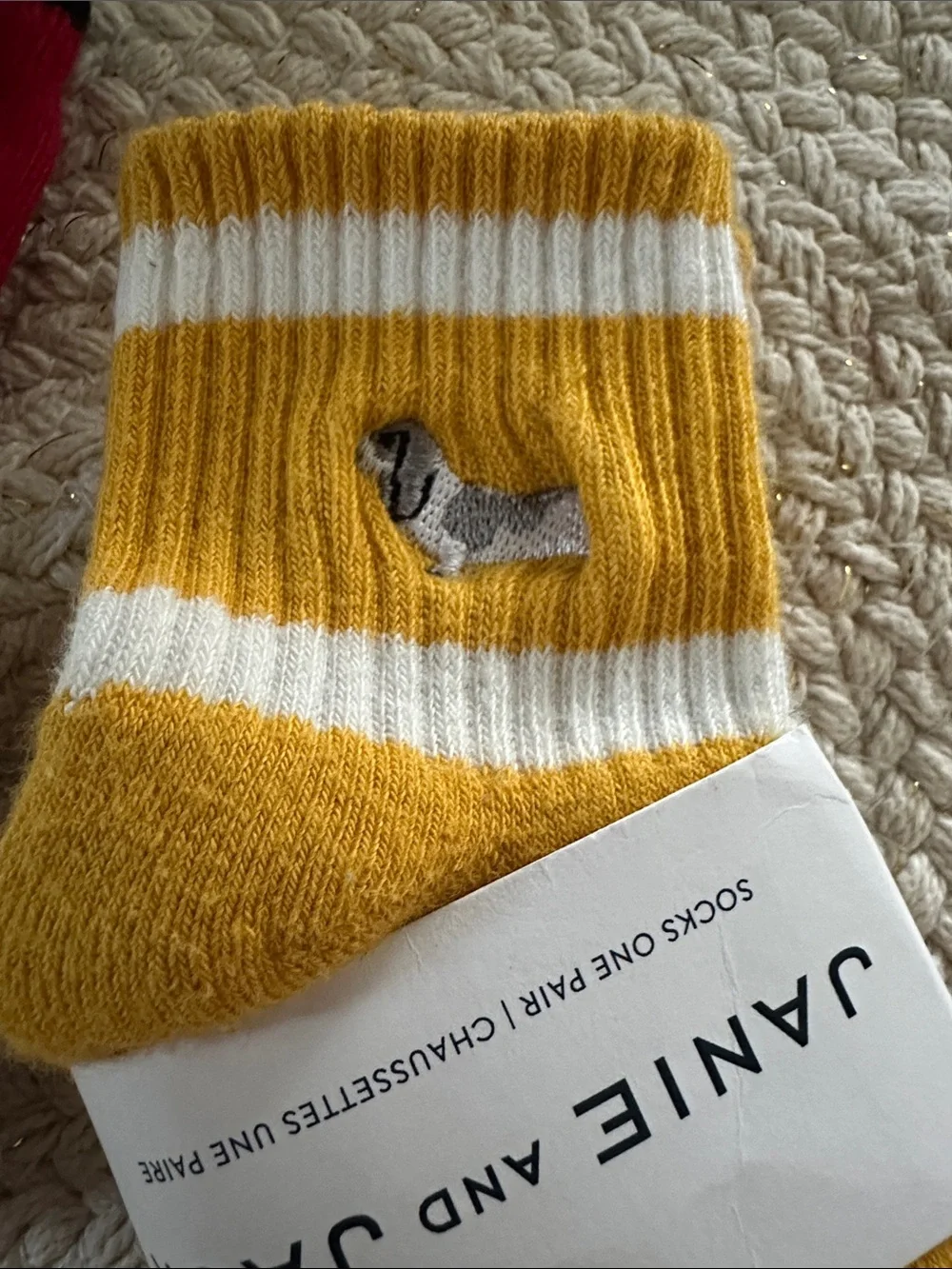 Janie and Jack Red and Mustard Yellow Kids' Crew Socks - 2 Pack NWT